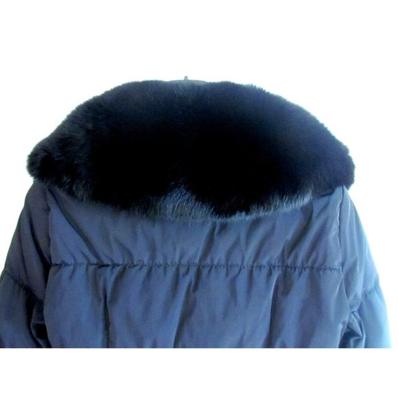 Post Card Fox Fur Trim Black Belted Hip Length Down Designer Coat Size10.R - Picture 10 of 14